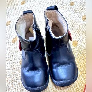 Kids Black Leather Boots